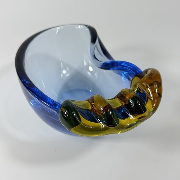 Vintage Mid Century Murano Glass Ashtray Italian Glass Art Eggplant - Picture 4 of 16